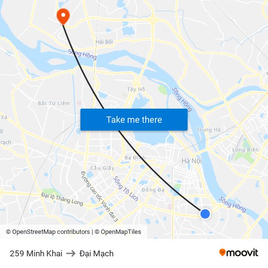 259 Minh Khai to Đại Mạch map