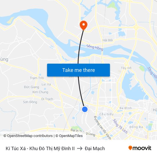 Kí Túc Xá - Khu Đô Thị Mỹ Đình II to Đại Mạch map