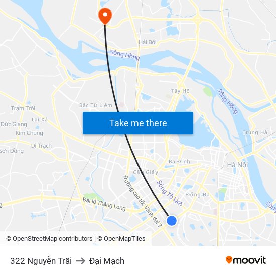 322 Nguyễn Trãi to Đại Mạch map
