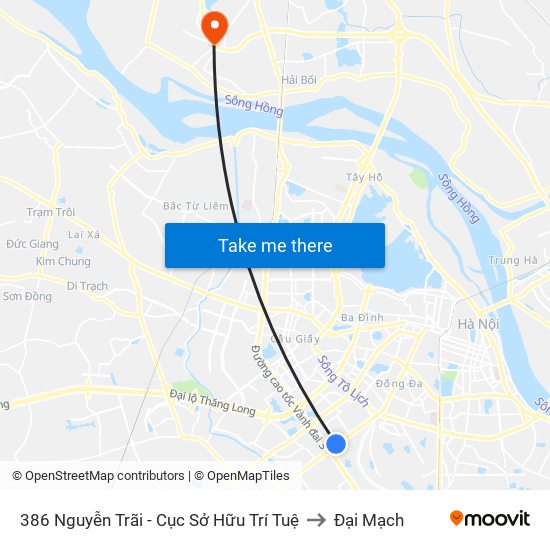 386 Nguyễn Trãi - Cục Sở Hữu Trí Tuệ to Đại Mạch map