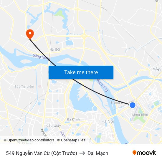 549 Nguyễn Văn Cừ (Cột Trước) to Đại Mạch map