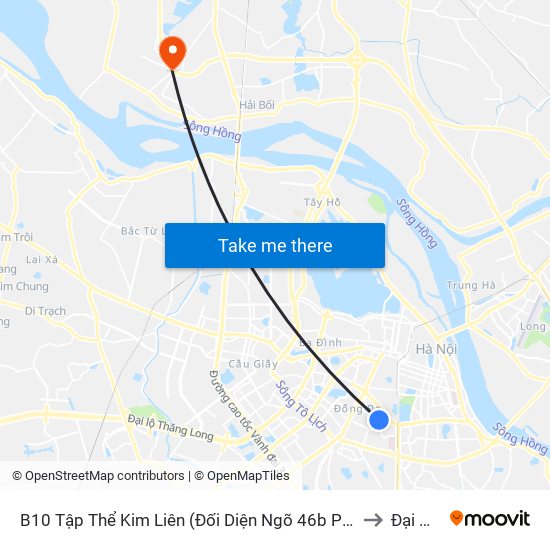 B10 Tập Thể Kim Liên (Đối Diện Ngõ 46b Phạm Ngọc Thạch) to Đại Mạch map