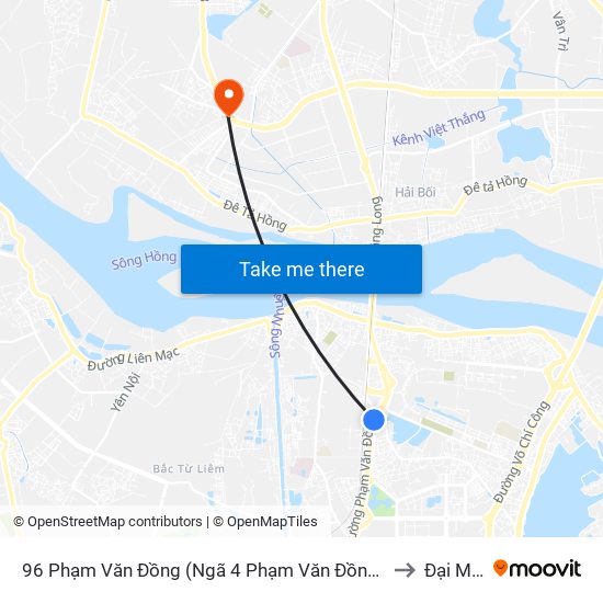 96 Phạm Văn Đồng (Ngã 4 Phạm Văn Đồng - Xuân Đỉnh) to Đại Mạch map