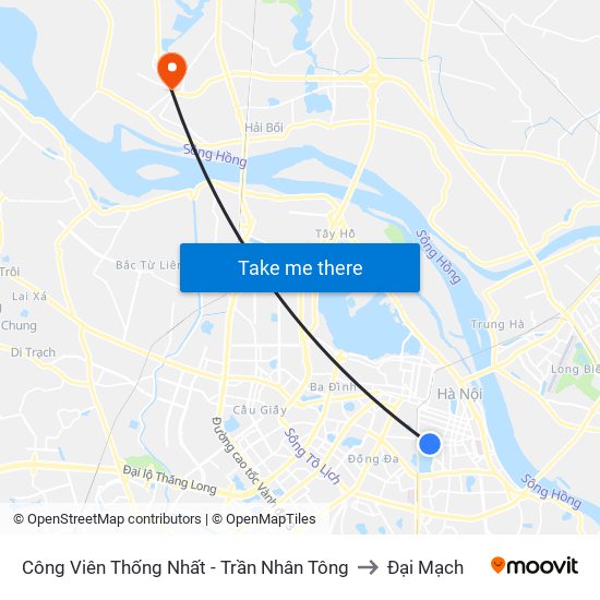 Công Viên Thống Nhất - Trần Nhân Tông to Đại Mạch map