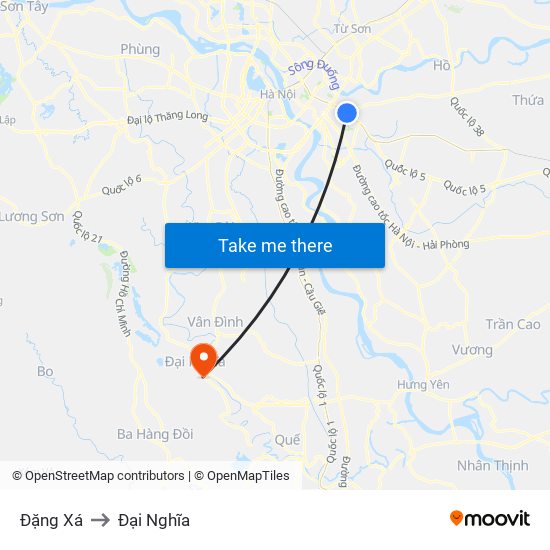 Đặng Xá to Đại Nghĩa map