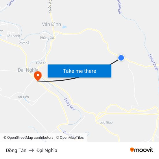 Đồng Tân to Đại Nghĩa map