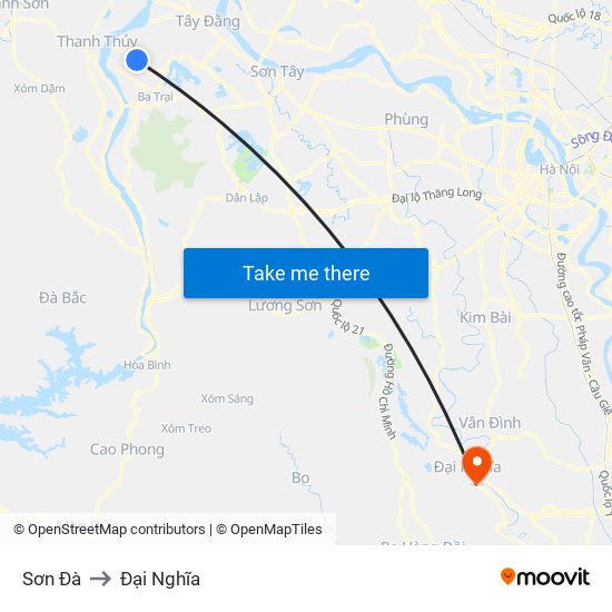 Sơn Đà to Đại Nghĩa map