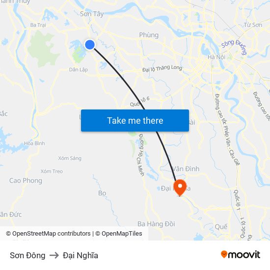 Sơn Đông to Đại Nghĩa map