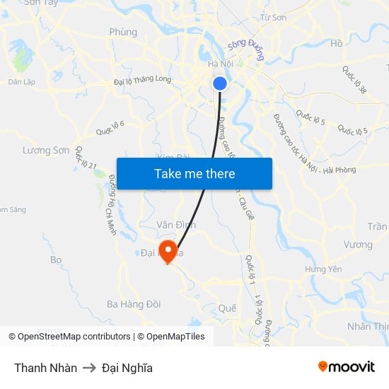 Thanh Nhàn to Đại Nghĩa map