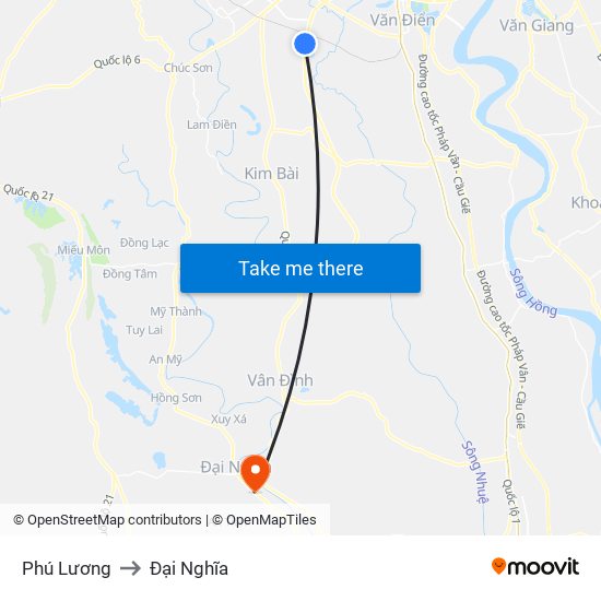 Phú Lương to Đại Nghĩa map