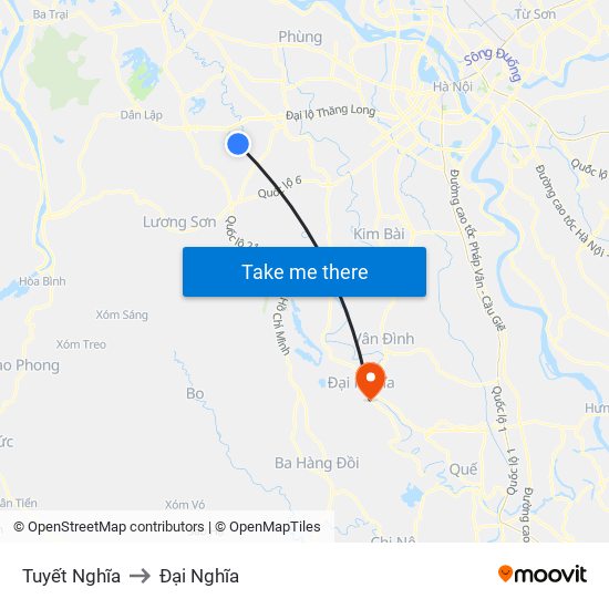 Tuyết Nghĩa to Đại Nghĩa map