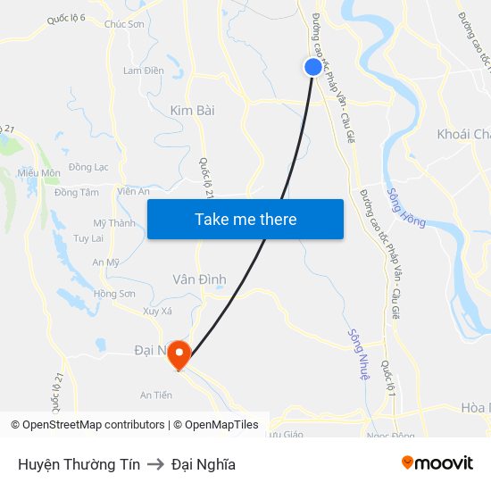 Huyện Thường Tín to Đại Nghĩa map