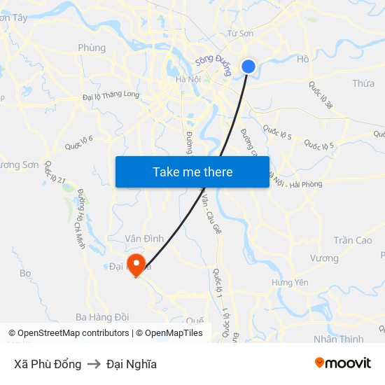 Xã Phù Đổng to Đại Nghĩa map