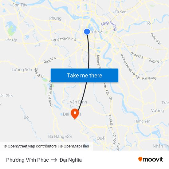 Phường Vĩnh Phúc to Đại Nghĩa map