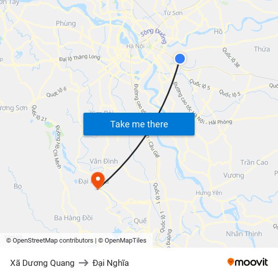 Xã Dương Quang to Đại Nghĩa map