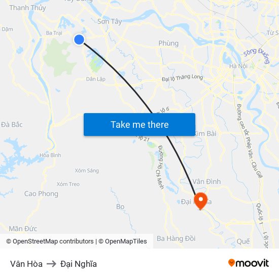 Vân Hòa to Đại Nghĩa map