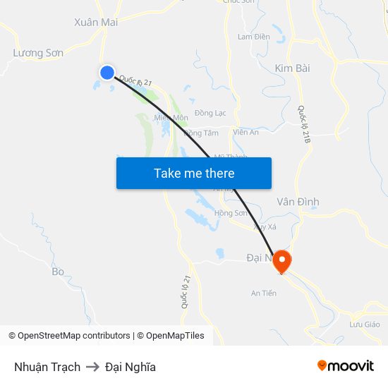 Nhuận Trạch to Đại Nghĩa map