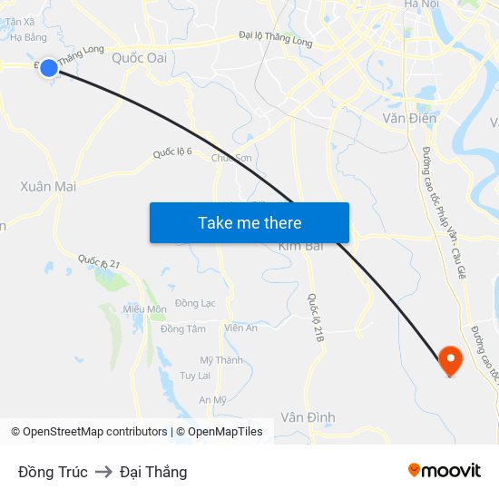 Đồng Trúc to Đại Thắng map