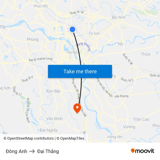 Đông Anh to Đại Thắng map