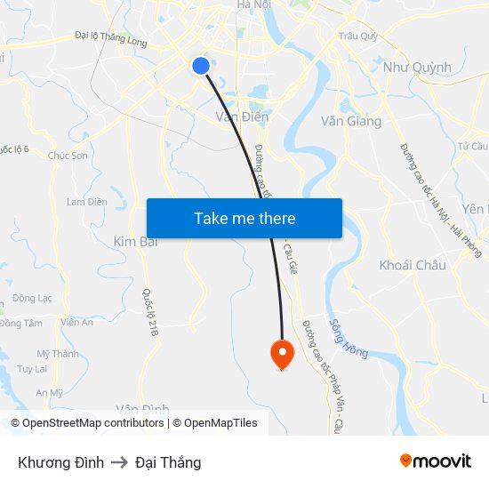 Khương Đình to Đại Thắng map