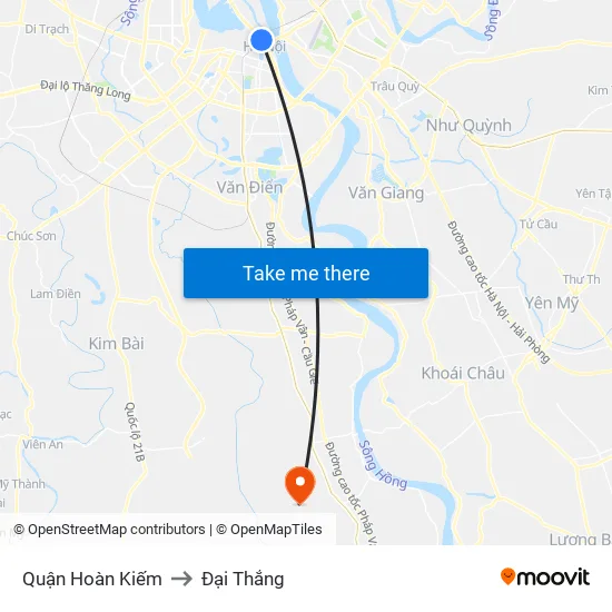 Quận Hoàn Kiếm to Đại Thắng map