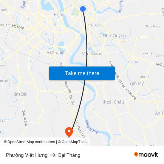 Phường Việt Hưng to Đại Thắng map