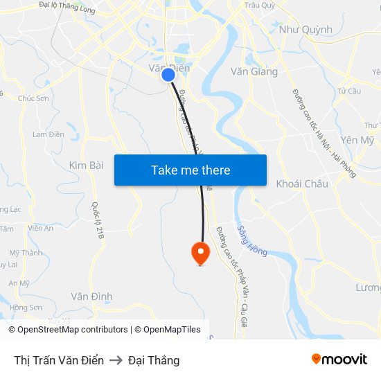 Thị Trấn Văn Điển to Đại Thắng map