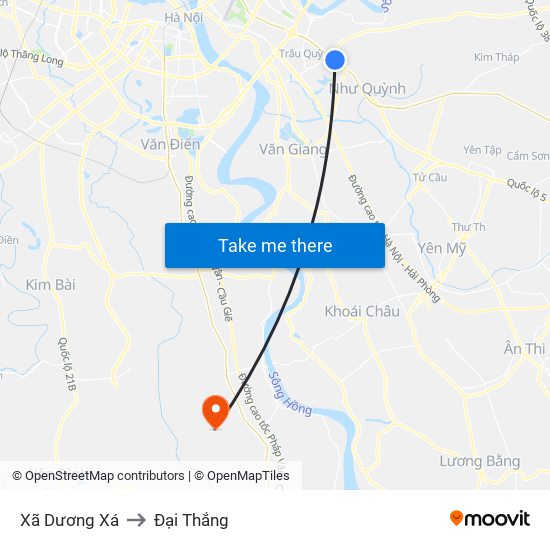 Xã Dương Xá to Đại Thắng map