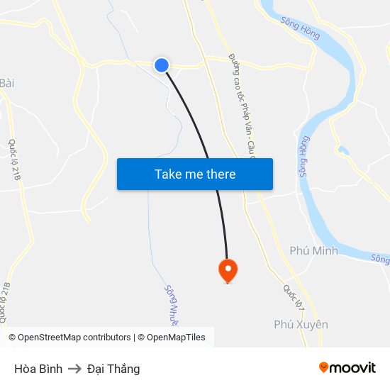 Hòa Bình to Đại Thắng map