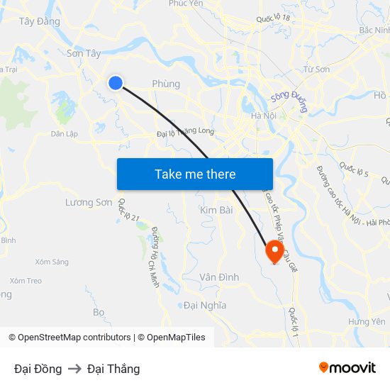 Đại Đồng to Đại Thắng map