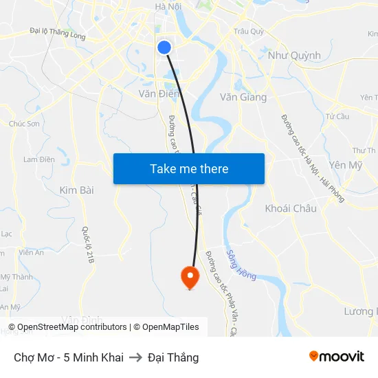 Chợ Mơ - 5 Minh Khai to Đại Thắng map