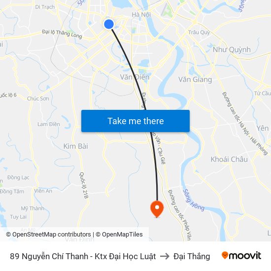 89 Nguyễn Chí Thanh - Ktx Đại Học Luật to Đại Thắng map