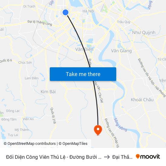 Đối Diện Công Viên Thủ Lệ - Đường Bưởi Dưới to Đại Thắng map