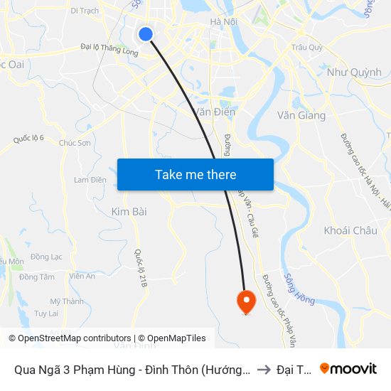 Qua Ngã 3 Phạm Hùng - Đình Thôn (Hướng Đi Phạm Văn Đồng) to Đại Thắng map