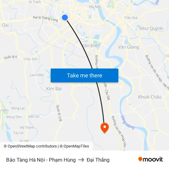 Bảo Tàng Hà Nội - Phạm Hùng to Đại Thắng map