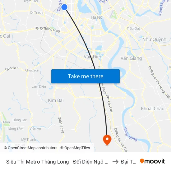 Siêu Thị Metro Thăng Long - Đối Diện Ngõ 599 Phạm Văn Đồng to Đại Thắng map