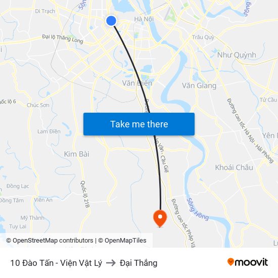 10 Đào Tấn - Viện Vật Lý to Đại Thắng map