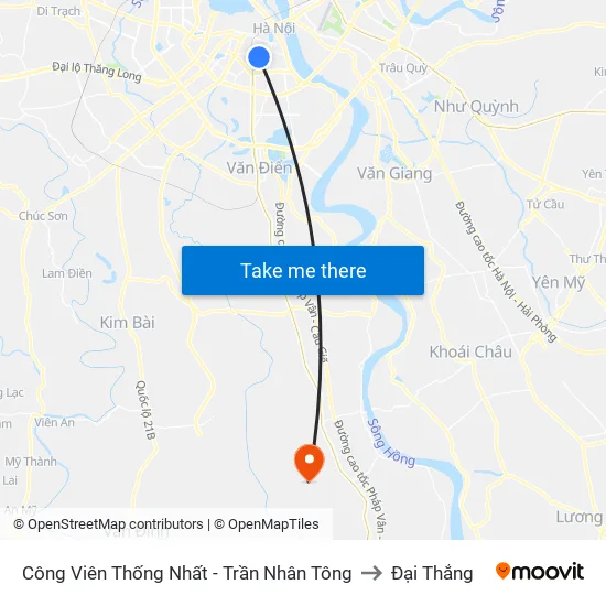 Công Viên Thống Nhất - Trần Nhân Tông to Đại Thắng map