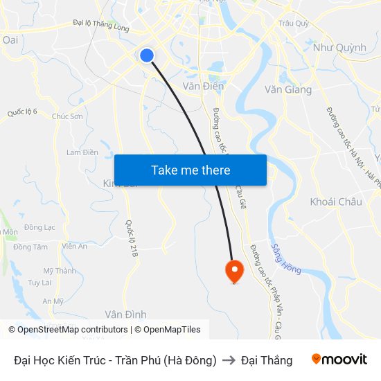 Đại Học Kiến Trúc - Trần Phú (Hà Đông) to Đại Thắng map