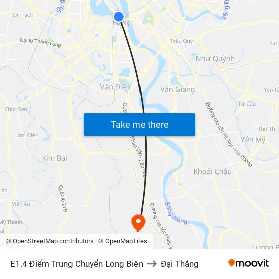E1.4 Điểm Trung Chuyển Long Biên to Đại Thắng map