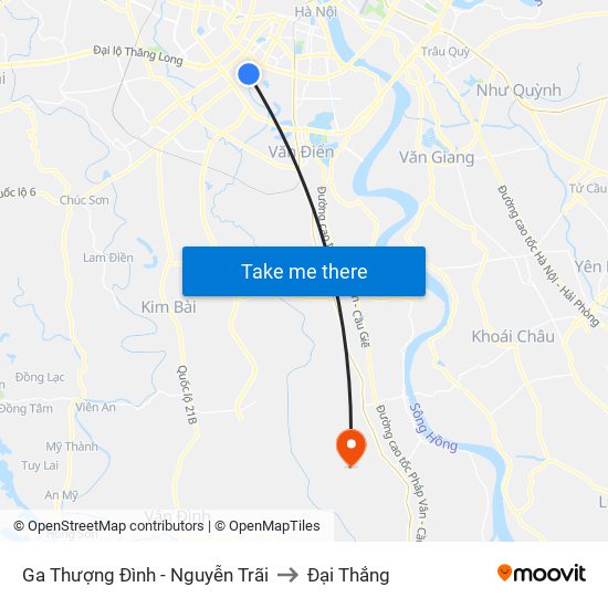 Ga Thượng Đình - Nguyễn Trãi to Đại Thắng map