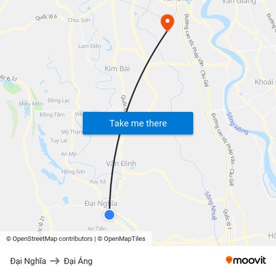 Đại Nghĩa to Đại Áng map