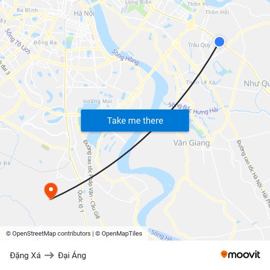 Đặng Xá to Đại Áng map