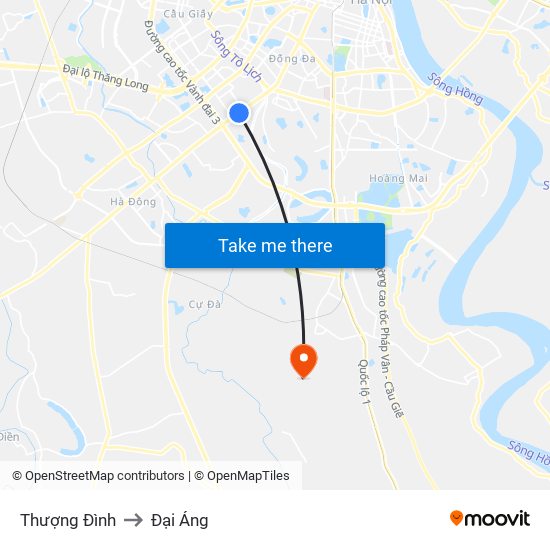 Thượng Đình to Đại Áng map