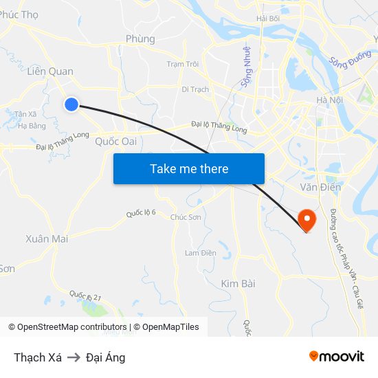 Thạch Xá to Đại Áng map