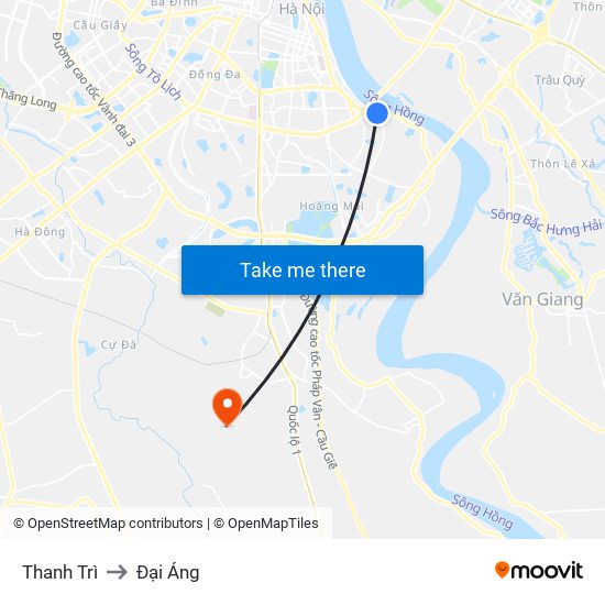 Thanh Trì to Đại Áng map