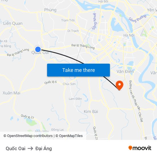 Quốc Oai to Đại Áng map