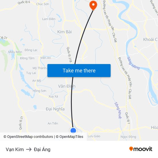 Vạn Kim to Đại Áng map