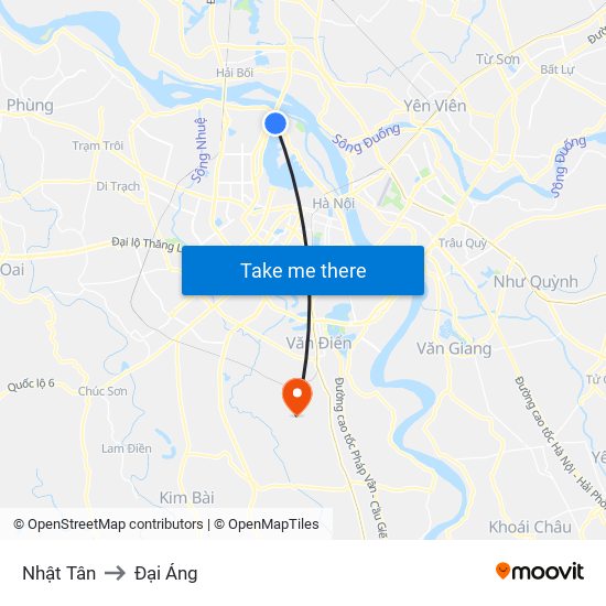 Nhật Tân to Đại Áng map