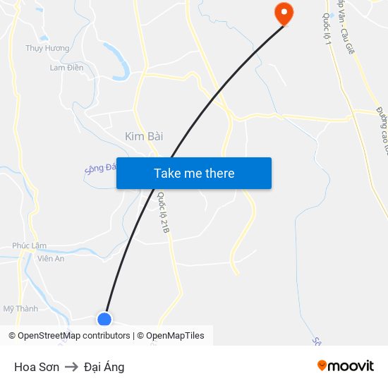 Hoa Sơn to Đại Áng map